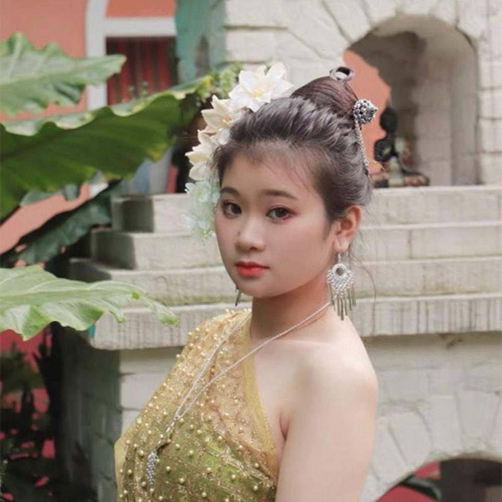 Ethnic Costume Accessories Metal Hair Sticks Thai Headdress Ancient Style Headwear Tassels Hairpin