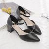 Французский толстый каблук, острый одинарный, средний каблук 2024, новая мода, повседневные, простые, универсальные, высокие каблуки Баотоу, женские, летнее время