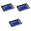 Set of 3 Deep Sea Pottery Plates X 14 X 3 Ceramic Pottery Plates by Setomonohonpo (Blue) [21 Cm]