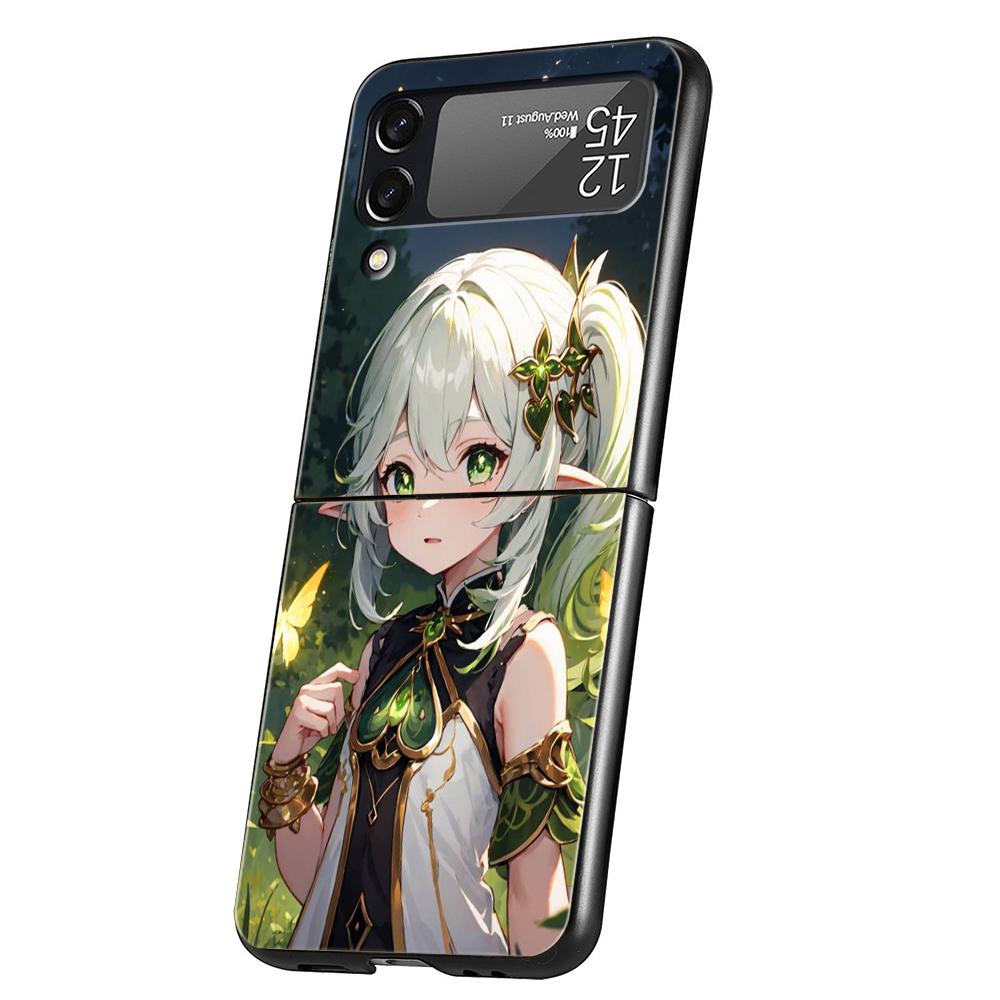 Чехол для телефона Genshin Impact Нахида Для Samsung Galaxy Z Flip 3 4 5 6 7 Жесткий Черный Складной ПК Для Samsung Z Flip3 Flip4 Flip5 Чехол