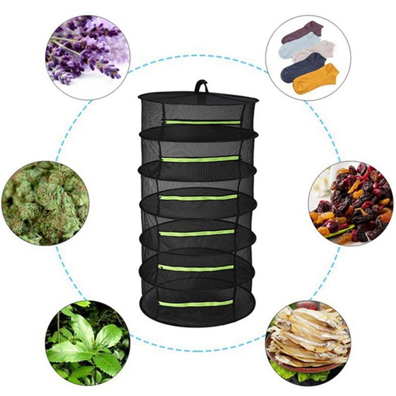 Multi-layer Herb Drying Net Hanging Basket Folding Vegetable and Fruit Drying Cage Zipper Drying Net KTY
