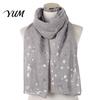 Holiday Gathering Accessory Glitter Sparkly Foil Snowflake Print Scarf for Women, Christmas Warm Neck Theme Shawl Wrap, Fall Winter Lightweight