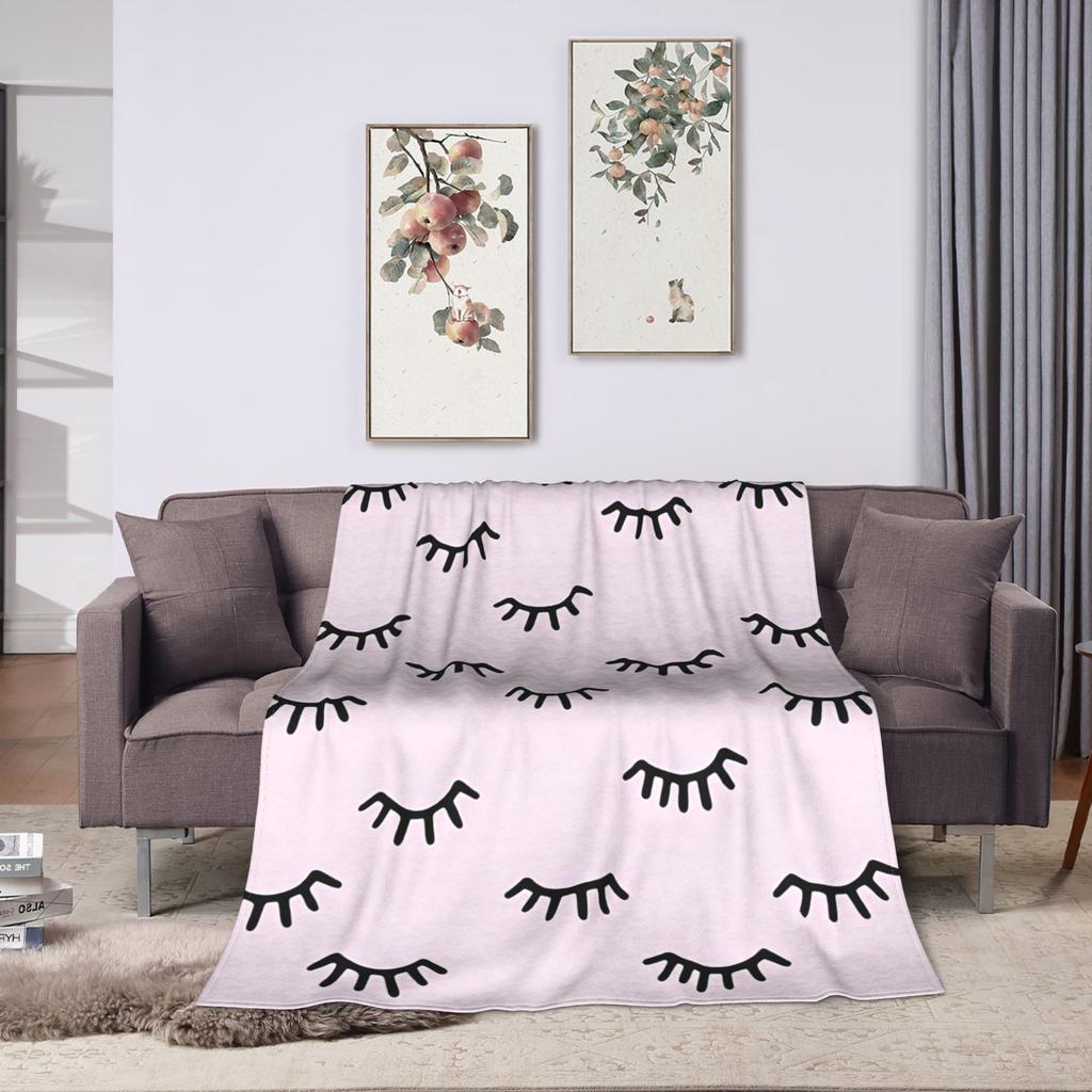 Eyelash Cartoon Eyelashes Blankets Fleece Spring/Autumn Portable Super Warm Throw Blanket for Bedding Outdoor Bedspreads