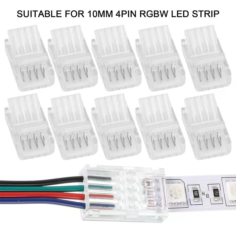 5/10/15 шт. 4-контактные безпаяные коннекторы для RGB LED ленты 10 мм Быстрые адаптеры для многоцветного трекового освещения 5050