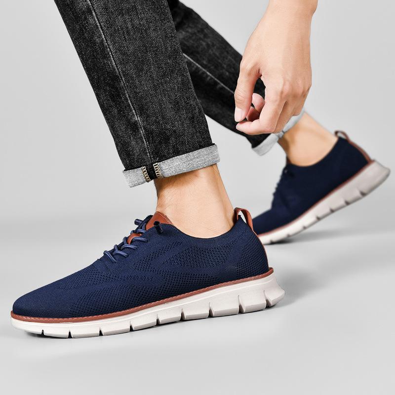 British Style Men's Shoes Summer Breathable Sneakers Fly-woven Mesh Shoes Men's Large Size 8 Running Trendy Shoes