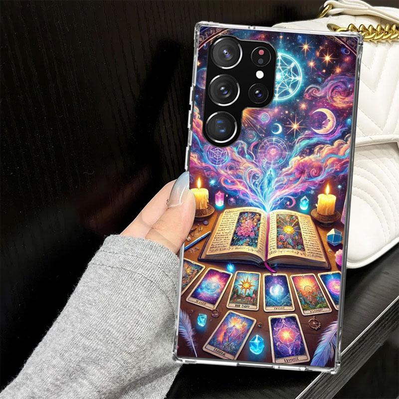 Чехол-кошелек для карт Таро с изображением ведьмы для Samsung Galaxy S25 S24 S23 S22 Ultra Мягкий чехол для телефона S25 Edge S21 Plus S20 FE S10 + Черный чехол