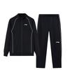 Li Ning Striped Comfortable Breathable Cardigan Hoodie Relaxed Fit Straight Leg Warm Long Pants Casual Sports Suit Unisex Suit Black YWEU005-3