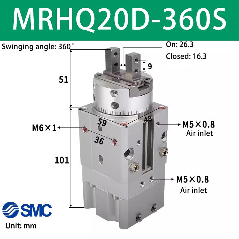 SMC swing gripper rotating clamping finger cylinder MRHQ10D/16D/20D/25D-90S-180S-N