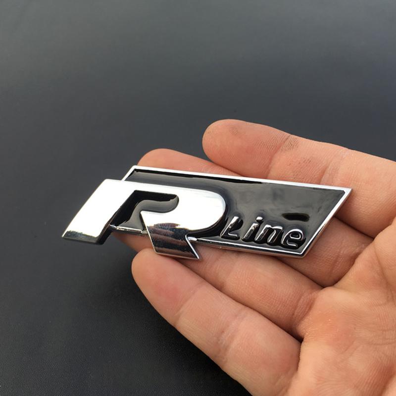 AABIP1 3D Metal Car Body Sticker RLine R Emblem Sticker For Volkswagen Passat b6 Golf Amarok T5 Phaeton Polo Car Body Decoration Paster
