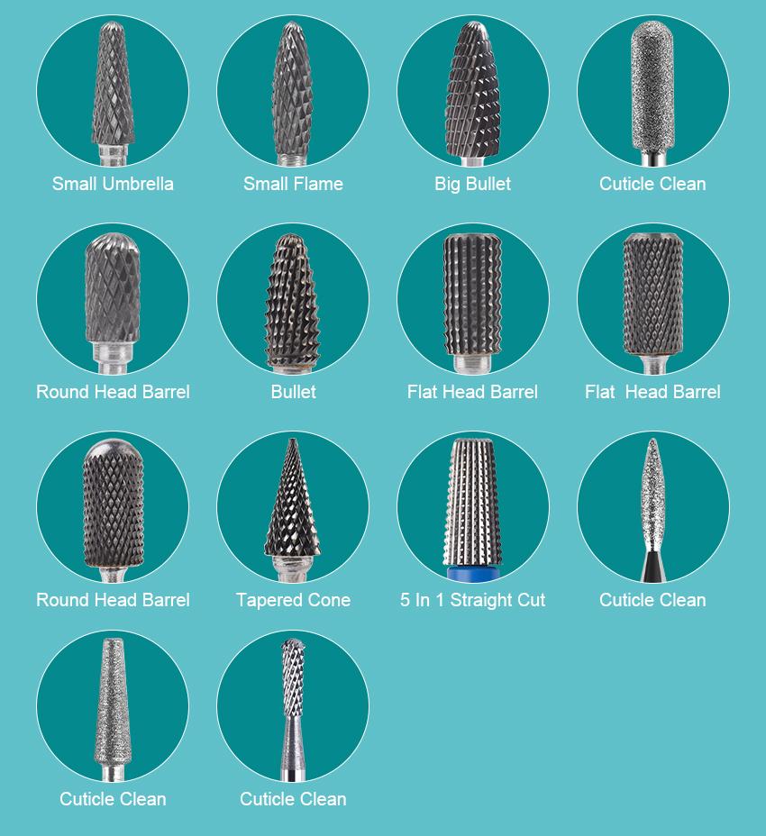 kads 64 типа карбид вольфрама сверла для ногтей фреза для ногтей для электрической дрели для ногтей роторная насадка для заусенцев маникюрные инструменты