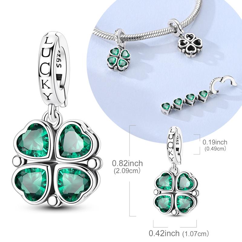 Original 925 Sterling Silver Charms Universal Clasp Magnetic Four-Clover Pendant Fit Original Bracelet Necklace Women DIY Gift