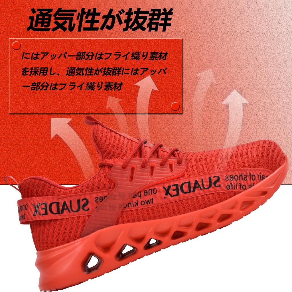 SUADEX Safety Shoes for Men and Steel Toe Toe for Construction Nail Size Women, Cap, Protection, Slip-Resistant, Abrasion-Resistant, Breathable,