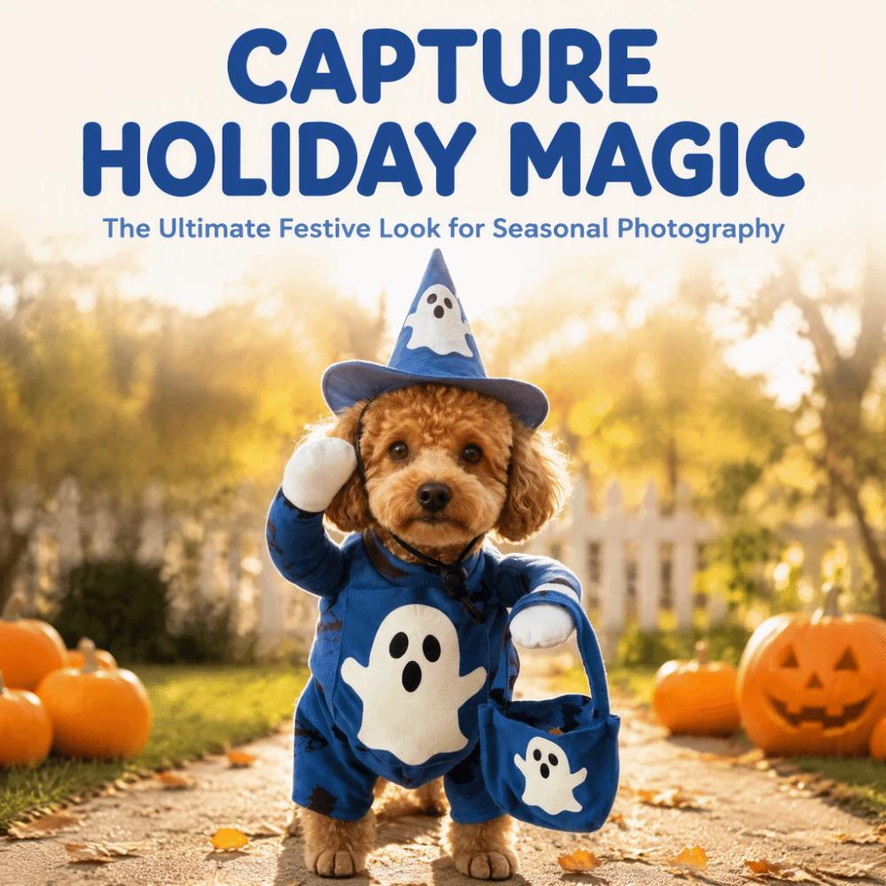 Adjustable Halloween Pet Ghost Costume Glow-in-the-Dark Full Body Jumpsuit Photography