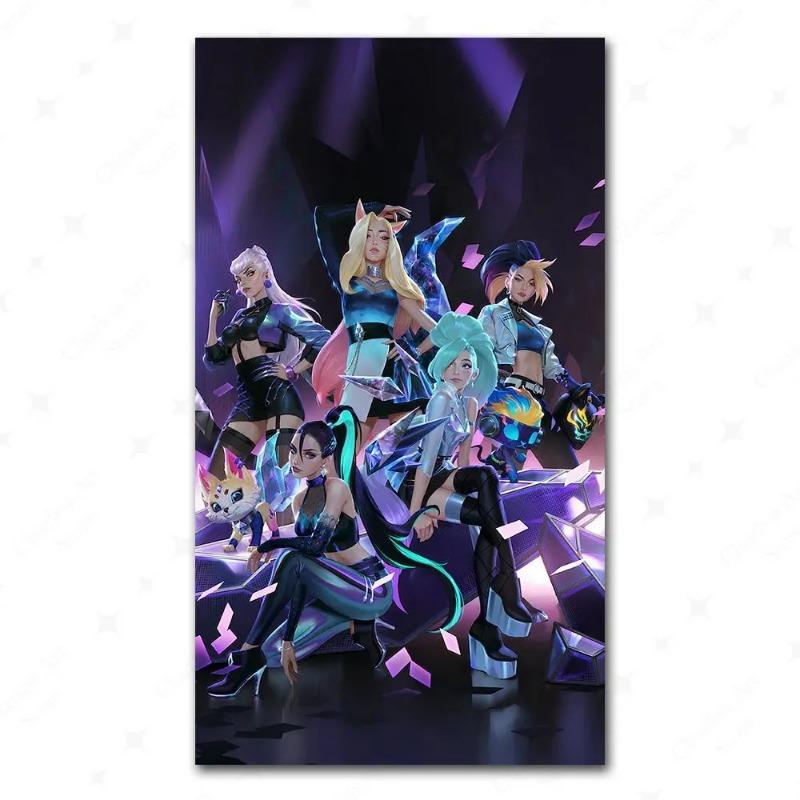 Game League Of Legends Figure KDA Poster LOL Evelyn Kasha Ahri Sexy Girl Canvas Painting Neon Style Wall Art Pictures Home Decor