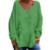 IHUASU Autumn Winter Women's Solid Color V-neck Long Sleeve Loose Casual Comfortable T-shirt Top