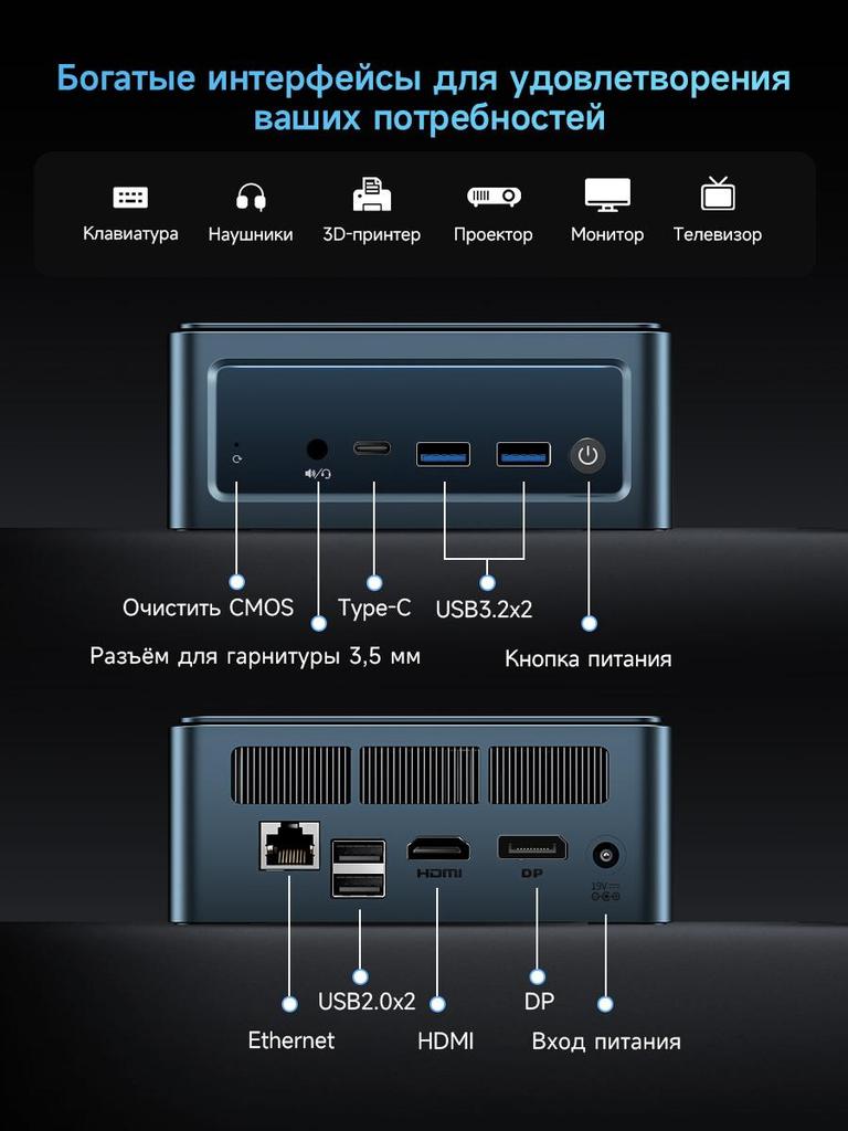 Мини-ПК BMAX B9 PLUS 24 ГБ ОЗУ + 512 ГБ SSD Процессор Intel Core i5-1250p Графика Intel Iris Xe Совместим с Windows 11