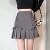 Pleated Mini Skirts Women Lace-up Slim Tender Summer Hotsweet High Waist Simple Girlish Preppy Style Fashion All-match Faldas