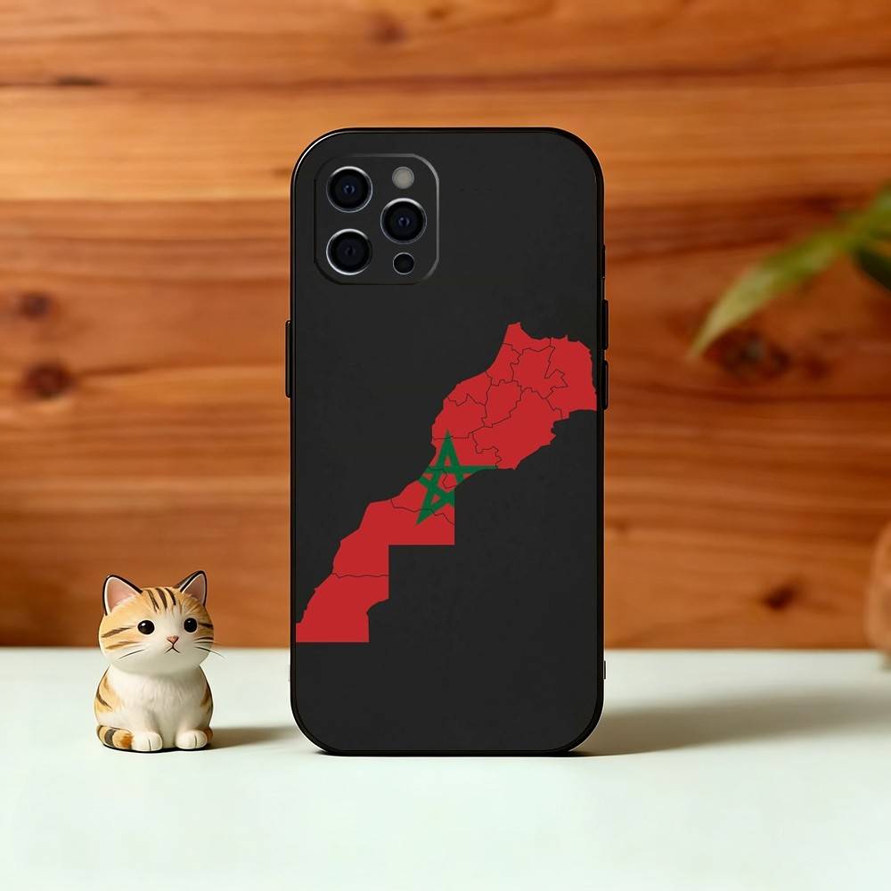 M-Morocco F-Flag Phone Case For iPhone 17,16,15,14,13,12,11 Plus,Pro Max,XS,Soft Silicone Black Cover