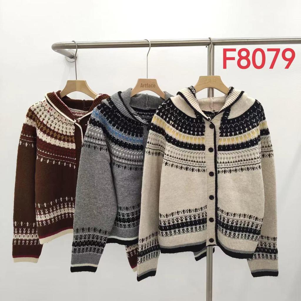 Женский ретро японский жаккардовый свитер с капюшоном - однобортный, свободный, ленивый стиль, вязаный кардиган на осень/зиму