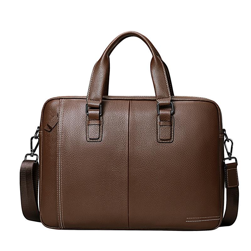 Genuine Leather Men's Casual Large Capacity Men's Tote Top Layer Cowhide Business Briefcase Fashion Crossbody Bag Trend