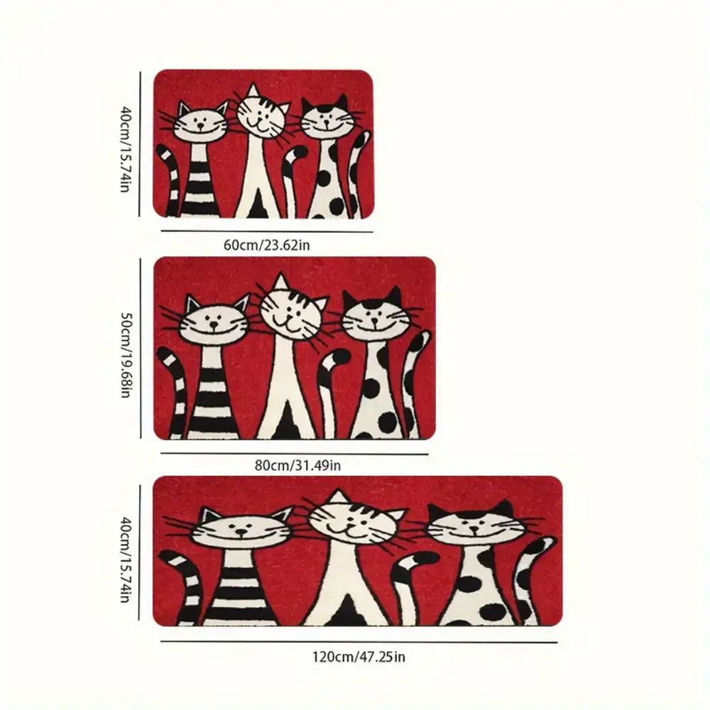 1/2PCS Cute Cat Printed Washable Kitchen Floor Mat Porch And Balcony Long Strip Carpet Entrance Door Mat Home Decoration