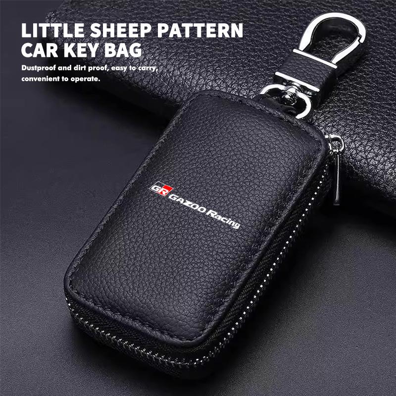 Car Key Bag Zipper Case PU Leather Anti-Theft Key Fob Pouch For S7 chr Corolla Camry rav4 Yaris GR prius avensis JH7