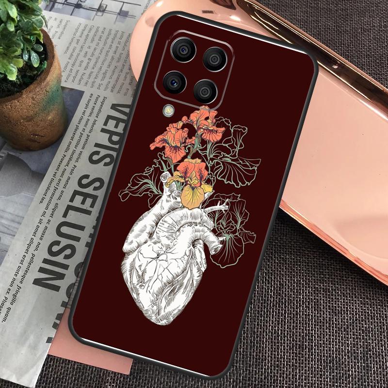 Анатомия человеческого сердца Чехол для Samsung Galaxy M55 M15 M13 M23 M33 M53 M30s M31s M12 M32 M52 M20 M21 M51 M34 M54