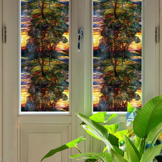 Пленка для конфиденциальности окон Статические витражные наклейки Съемная ПВХ декоративная оконная пленка для дома, кухни, гостиной, спальни