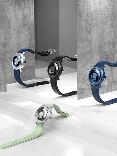 Мужские магнитные часы EUTOUR, Стильные, Простые, Повседневные кварцевые часы с дизайном магнитных шариков, Водонепроницаемость 5 АТМ, Циферблат 40 мм и Черный резиновый ремешок