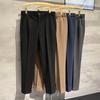 Осень и зима новые мужские брюки деловые повседневные мужские прямые зауженные брюки длинные брюки универсальный однотонный синий мужская одежда