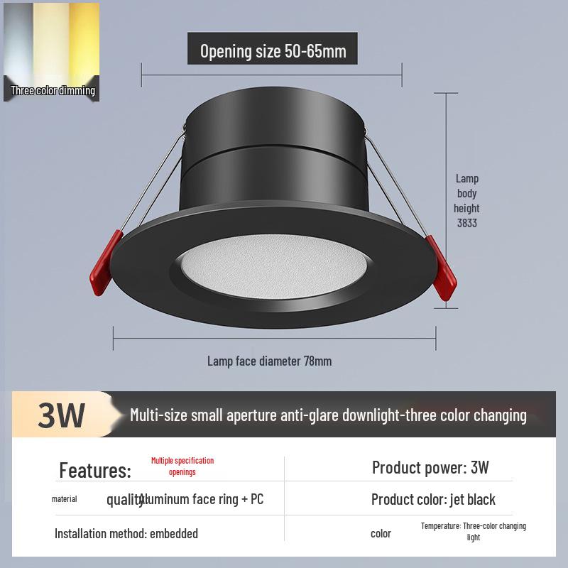 2-Inch Round Recessed Downlight, 56.5cm Opening, 35.5cm Small Ceiling Light, Home Mini