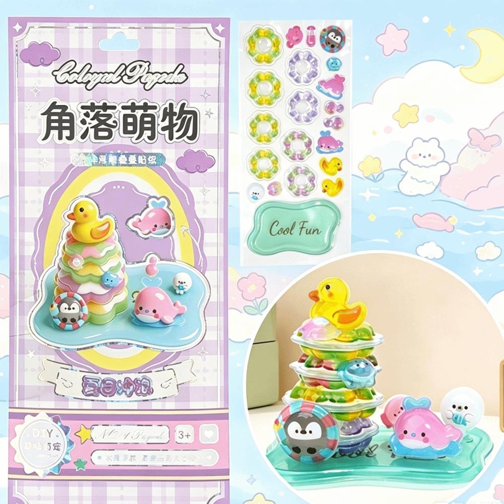 Reusable 3D Crystal Stackable Stickers Funny Cartoon Embossed Decals DIY Decals Phone Decor