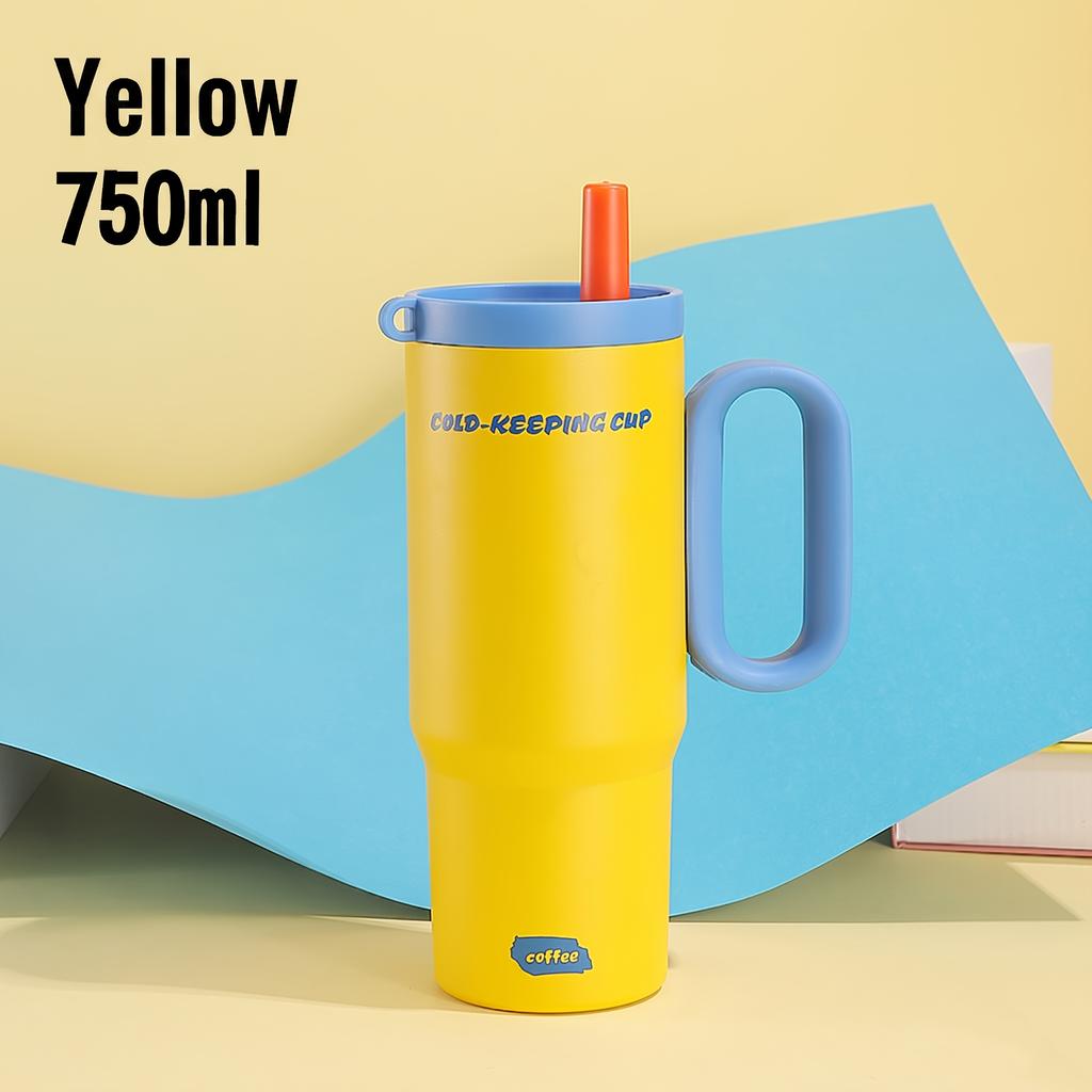 316 Stainless Steel Tumbler Large Capacity Insulated Water Bottle 750mL Vacuum Thermal Coffee Mug Car Cup With Straw Cold Hot Keeping Cup