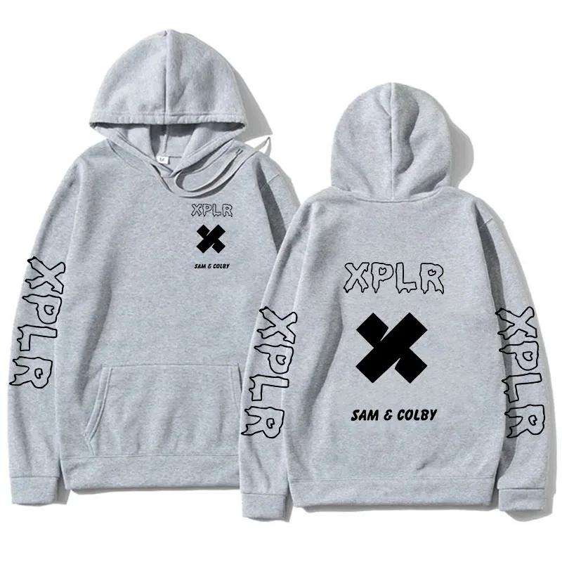 Толстовка Xplr Сэм и Колби Цепочка Мерч Свитшот с принтом в форме сердца Мужская Женская С длинным рукавом Пуловер Модная Худи Оверсайз Одежда