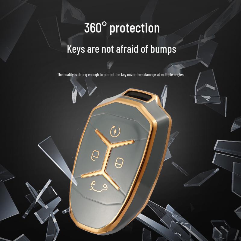 Lynk&Co Key Fob Shell: Gold Edge TPU Case for 01/02/03/05 Models