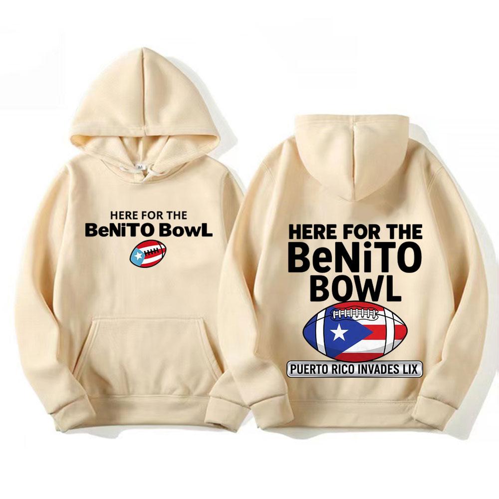 Здесь для The Benito Bowl Флаг Пуэрто-Рико Худи Bad Bunny Мужская одежда Мода Худи в стиле Хип-Хоп Оверсайз Горячая Распродажа Толстовки