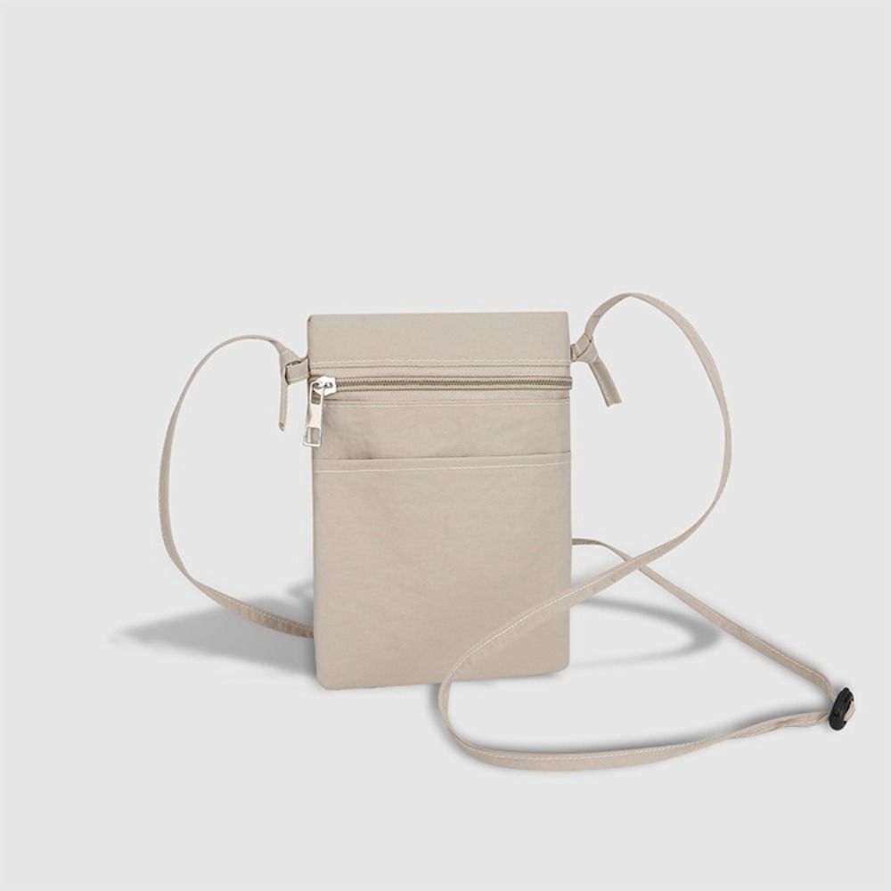 Minimalist Portable Cell Phone Bag Nylon Fabric Solid Color Phone Purse Lightweight Thin Strap Crossbody Bag for Men and Women