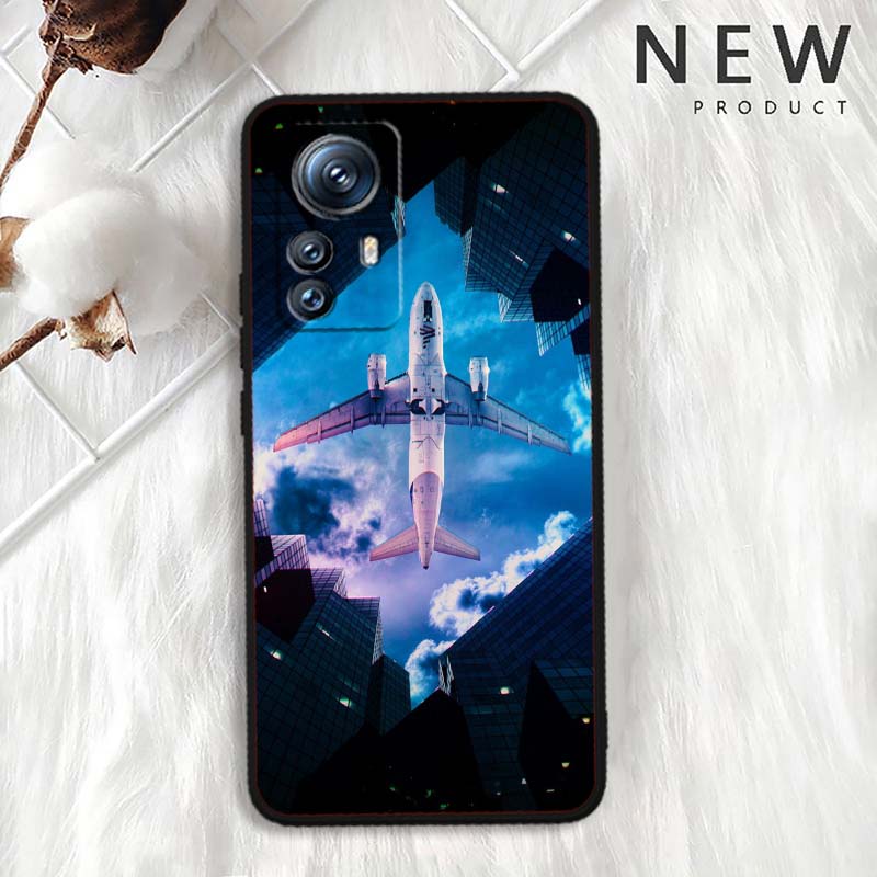 Модный чехол для телефона с рисунком самолета для Xiaomi Mi 15 14 13 13T 12 12T 12S 11 11i 11T Pro Ultra Lite 5G Черный Мягкий