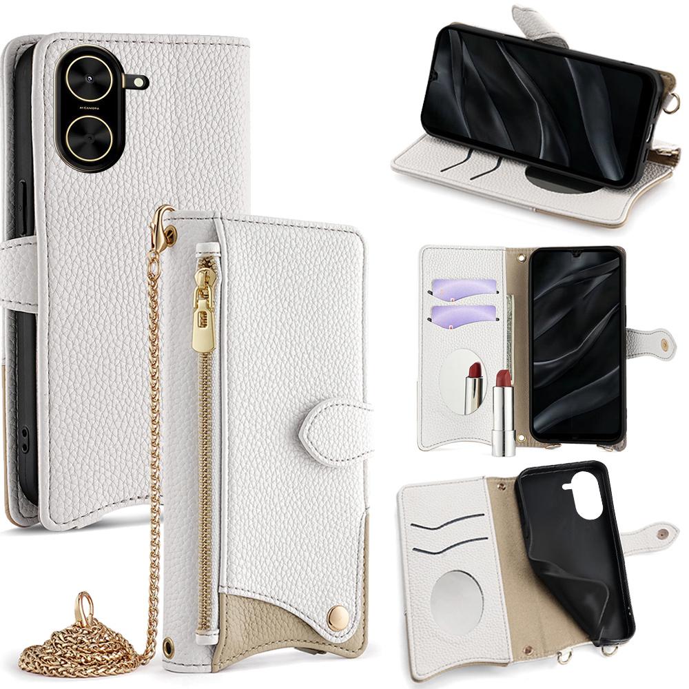 For Xiaomi Redmi A5 4G (171.7mm) Leather Case Wallet Stand Cover Irregular Tail Style with Chain Strap