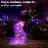 Garden Lawn Stake Decor Solar Halloween Witch Light, Waterproof Metal Flying Broomstick Fiber Optic Yard Lighting Pathway Light with Waterfall LED for