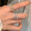 Кольцо с двойным открытым металлическим кольцом из циркония и жемчуга, женское, легкое, роскошное, ретро, изысканное, модное, универсальное кольцо
