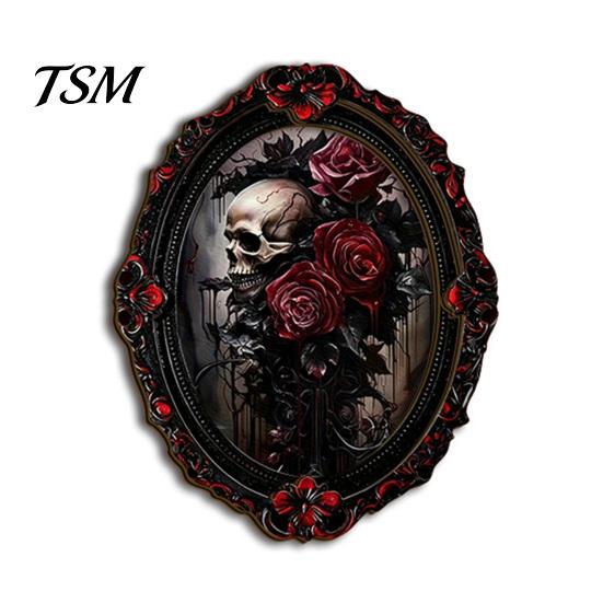 Vintage Halloween Theme Home Ornaments Magnetic Fridge Magnet, Ghost Witch Photo Frame, Wooden Refrigerator Magnets Frame Decoration, Atmospheric Dark