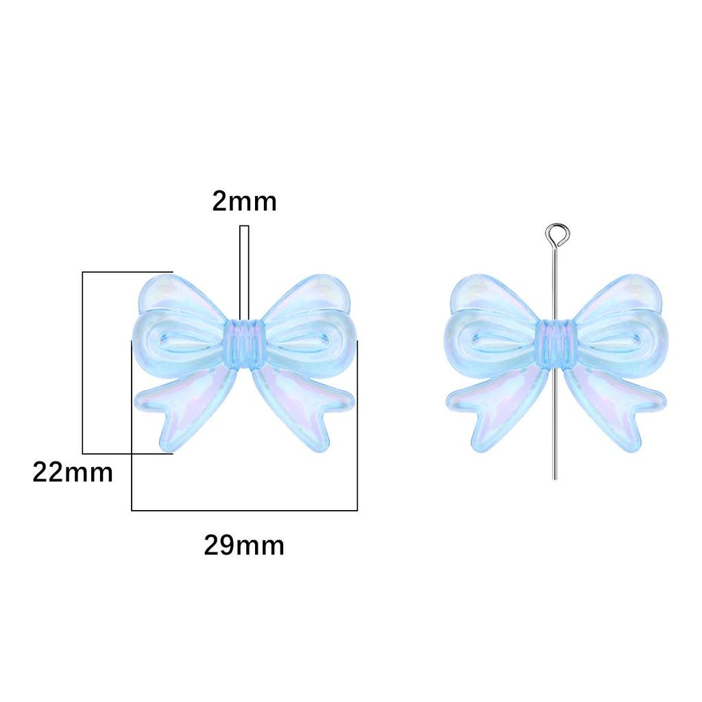 4Pcs Plastic Acrylic Shiny Color Butterfly Bowknot Bows Beads Charm for Necklace Bracelet Earring Hair Ornaments Making DIY Jewelry Accessories