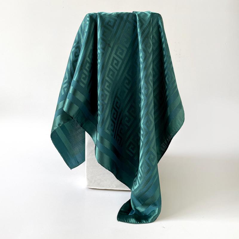 Imitation Silk Scarf for Women Solid Color Printed Scarf Scalp Shawl Scarf