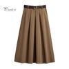 Женская юбка миди, однотонная, с высокой талией, большим подолом, юбка А-силуэта с поясом, мягкая дышащая юбка с драпировкой