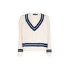 Polo Ss22 Striped V-Neck Cable Knit Pullover Sweater Women Sweater White 211838009-001