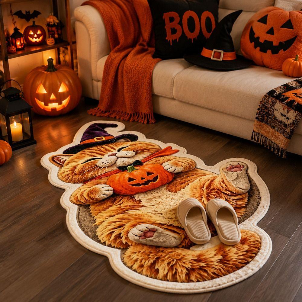Absorbent Cat Shaped Rug Soft Surface Animal Door Mat Fashion Cat Floor Mat Living Room Decor