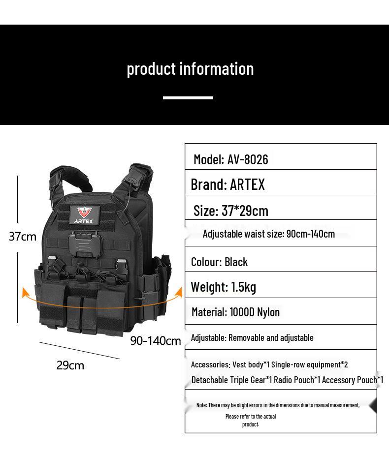 Artex8026 Tactical Vest: Multifunctional Quick-Release Outdoor Combat Gear.