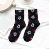 5Pairs Sweet Mid Tube Socks Girls Breathable Autumn Flower Socks Women Cotton Socks  Autumn Winter