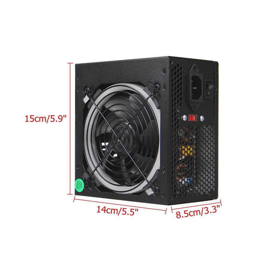 США Штекер Макс. 900 Вт RGB LED Бесшумный Вентилятор Блок Питания ATX 20pin SATA Для ПК Компьютера